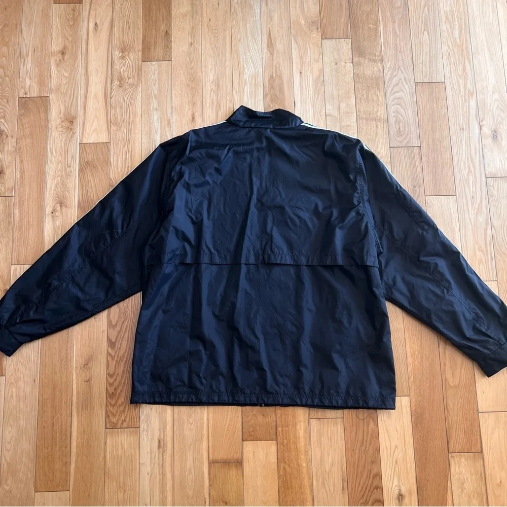 Vintage Adidas Mens Black Windbreaker Full Zip Front Nylon‎ Jacket Size XXL